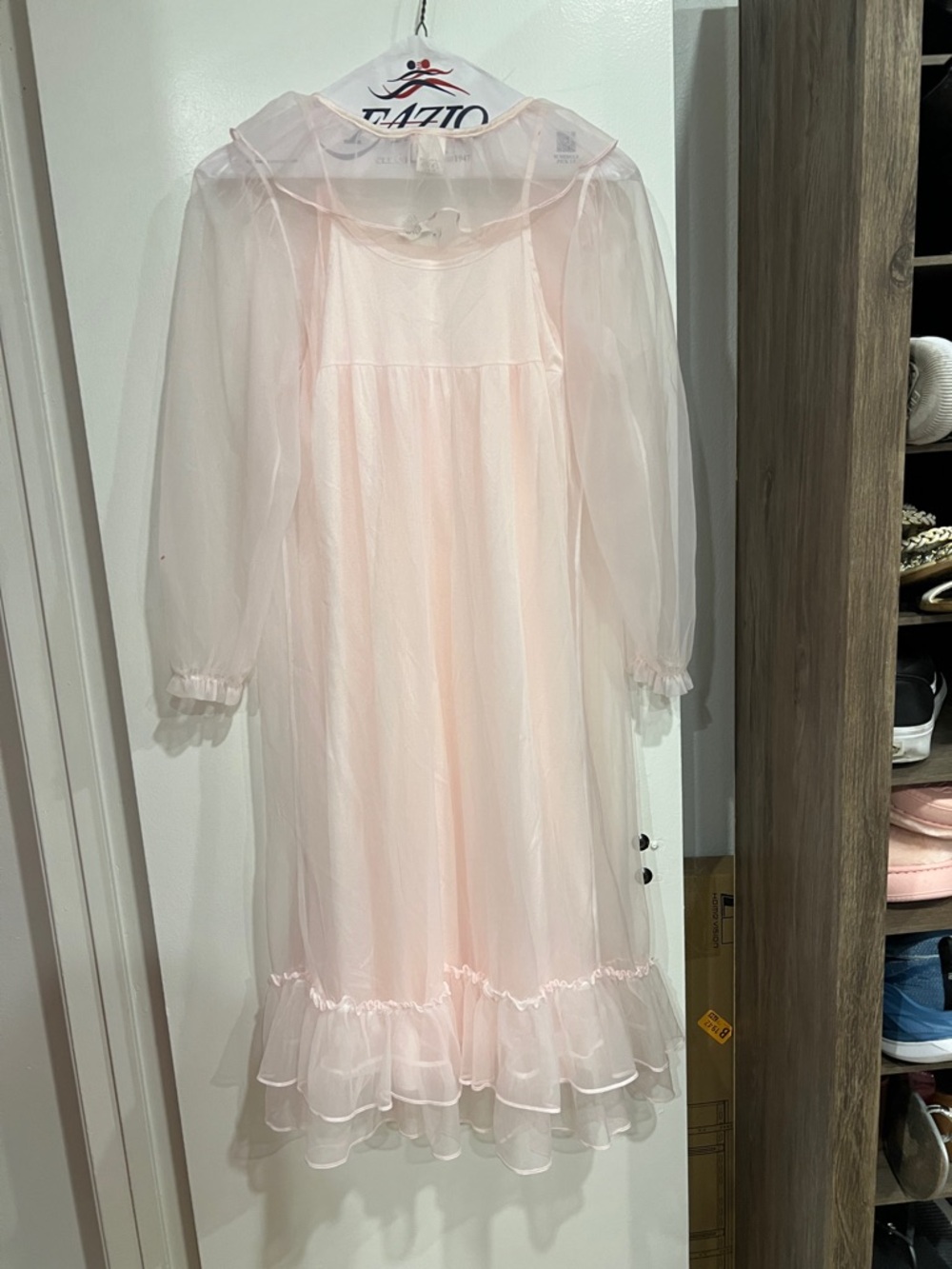 Sheer Ruffled Nightgown and Robe Set - Picture 2 of 4